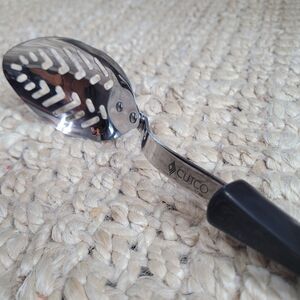 CUTCO 17 KD 12 Inch Slotted Serving Spoon Classic Handle Brown Orange Swirl
